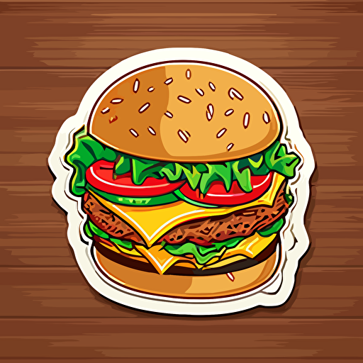 Burger:sticker,illustration ,vector ,cartoon style