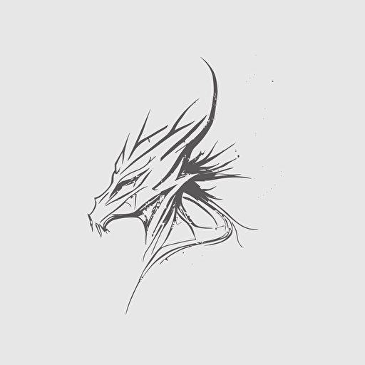 Abstract, minimalist, dragon side face in the style of a single line drawing, Vector, white background, masterpiece, trending on Artstation and Dribbble.