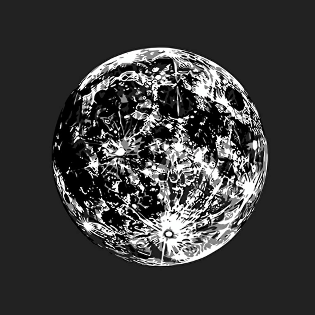simple full moon, vector art, extreme minimalism, black and white, flat