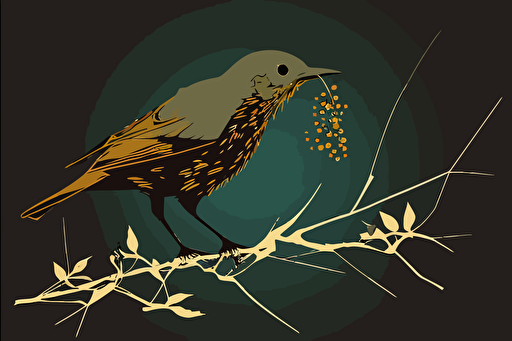 bird eating tick, minimalize art, vector,