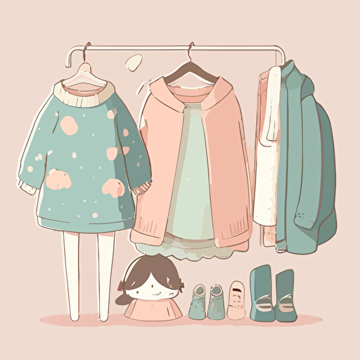 vector, cute, soft color, clothes