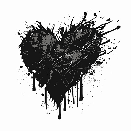 a rough hand drawn heart black vector on white background