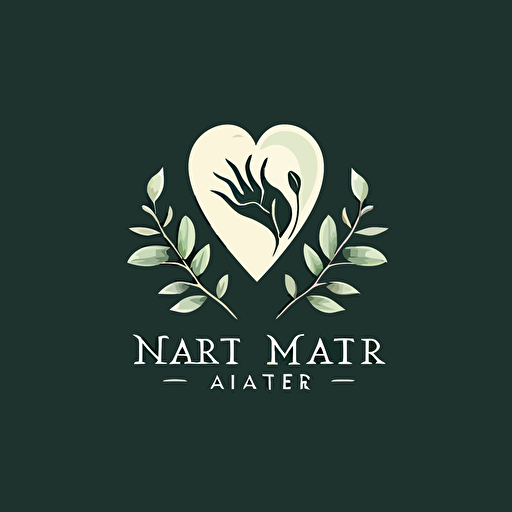 flat vector logo minimalistic heart leaves nature nail salon spa dear mother