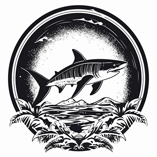 stylished logo, tail of shark, vector, tropical , oval