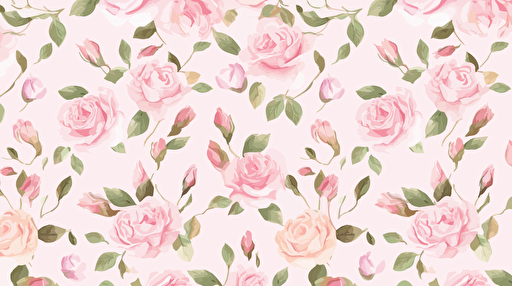 whimsical tiny print pink rose wallpaper in Watercolor pattern in the style of nursery artwork. Bright, sweet. Highly Detailed, vector, render, intricate, cute, adorable, lovely. Seamless pattern repeat.
