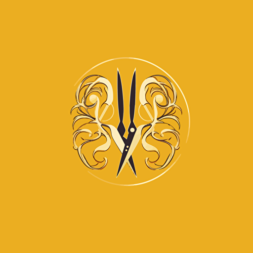 simple logo design of hands holding a brain and scissors, golden hands, vector, flat 2d, company logo