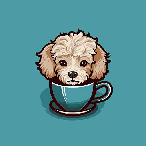 A vector logo of a teacup poodle, simple, memorable, sophisticated, elegant, luxurious, high-end, charming