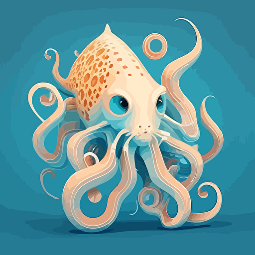 squid body with cat face isometric vector art