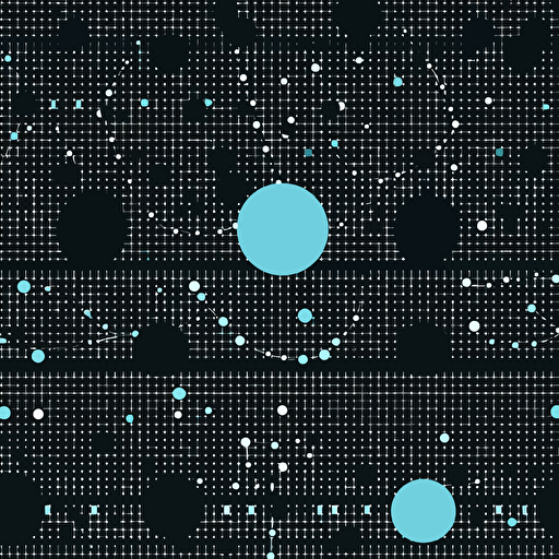 simple vector pattern with grid and dots, geometrical, minimalistic, movement, blue and black,