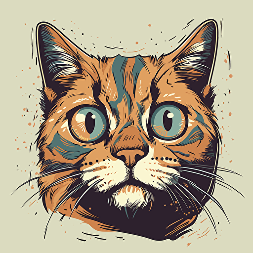 vector art style cat looking scared, in the style of Micheal Parks