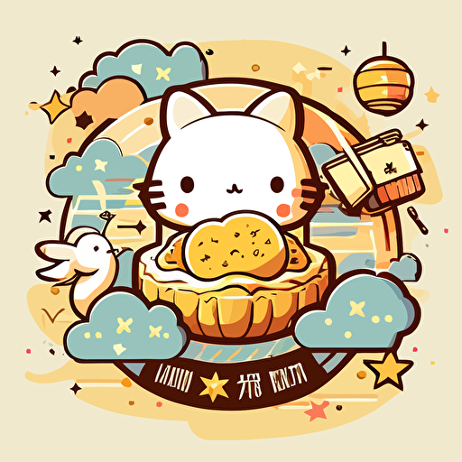 vector logo for mid autumn festival Sanrio style 2D illustrator,