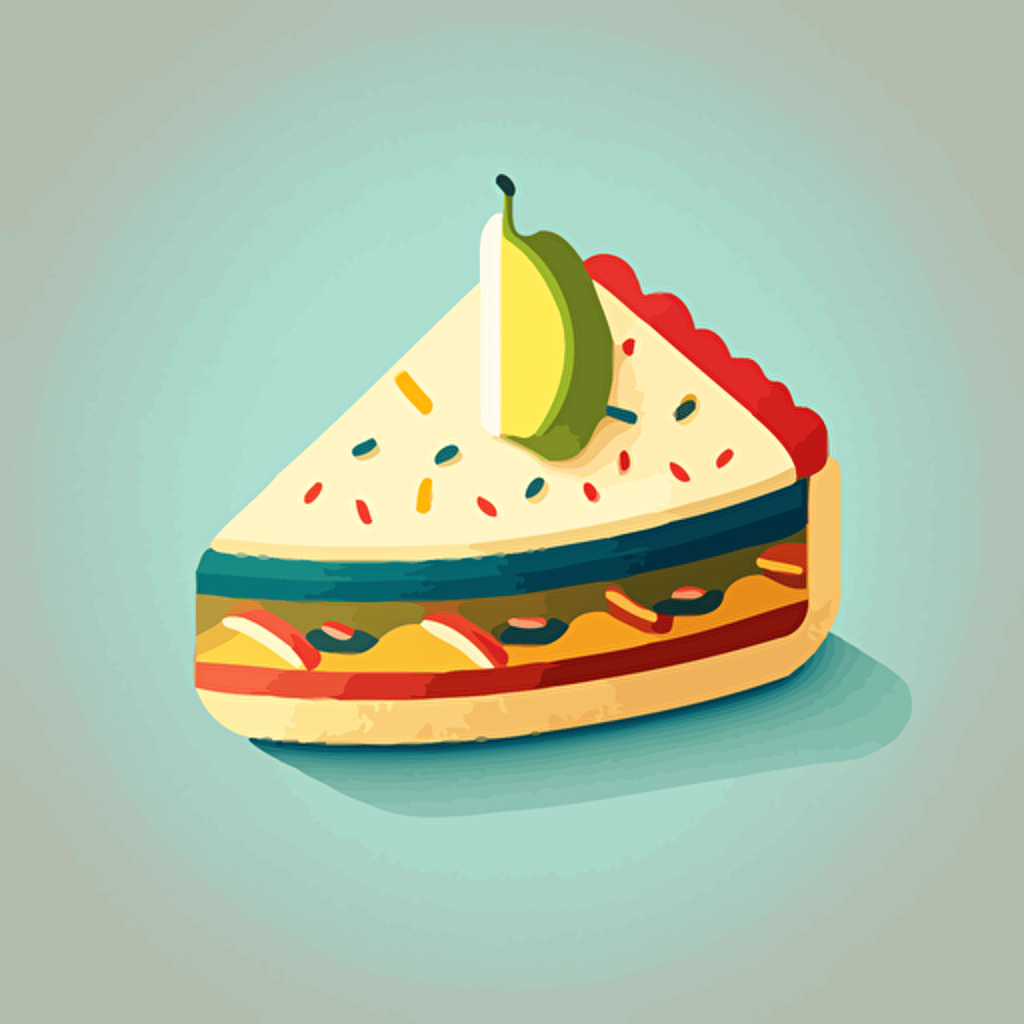 a slice of birthday cake that looks like a taco, with a birthday candle on top, vector art, cute