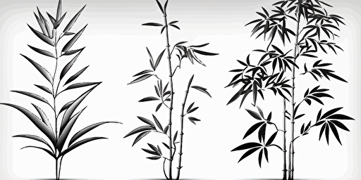 different sizes of bamboo in vector draw style