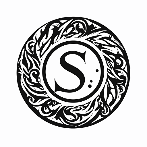 an abstract vector logo of the letter "S" with an ancient greek style, Black on a white background