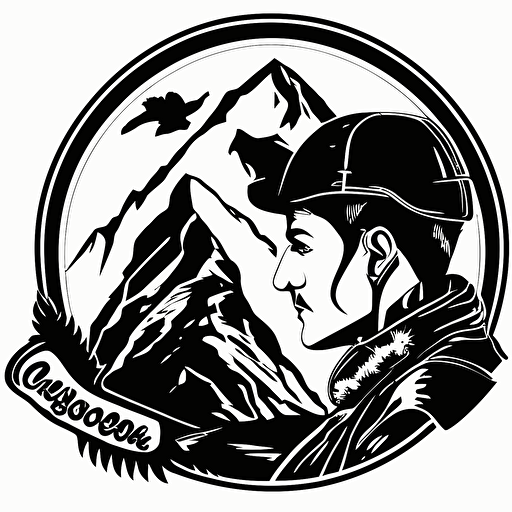 grossglockner logo with motorcycle driver, vector, black and white