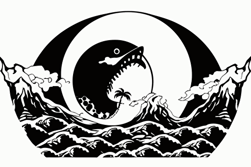 the sea, logo style, vector, black and white, flat