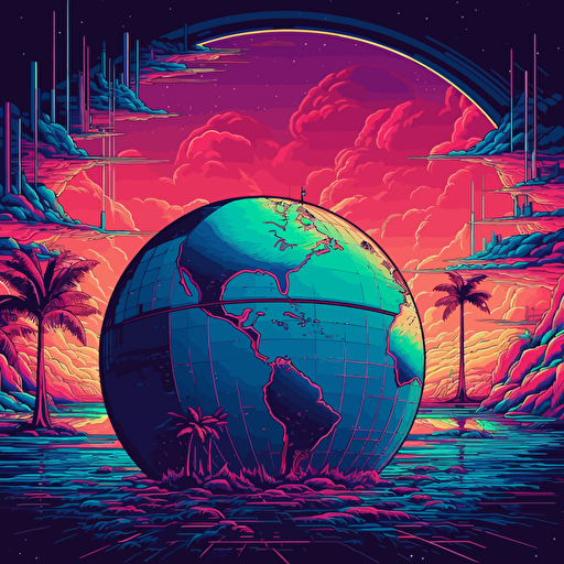 the world outside of earth, spiritual limbo, matrix realm, inside of the computer, synthwave, vector, anime, manga
