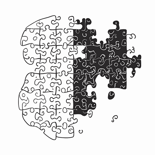 simple vector illustration, line drawing of puzzle