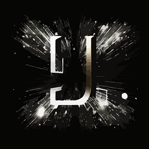 logo, the letters L U E combined to create a square, vector image, white letters, black background