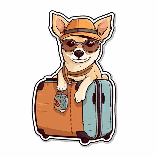 Dog, Travel, Vector art, Simple, 2D, Sticker,