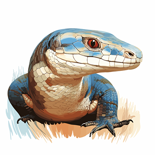 Blue-Tongued Skink looking straight in the camera, white bg, vector