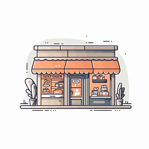 2d , simple vector, store open on white background