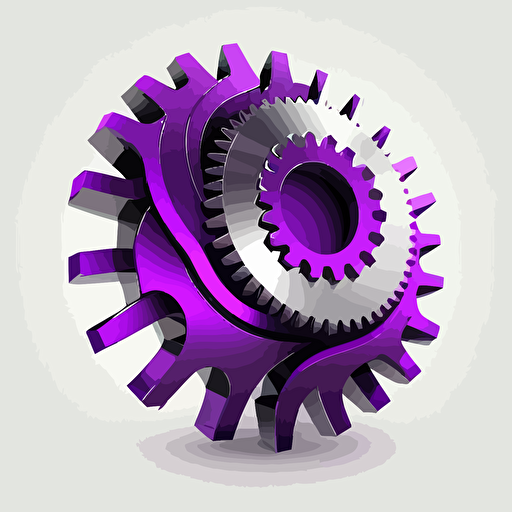 simple icon, flaming gear, white background, single color, purple, vector, no shadows