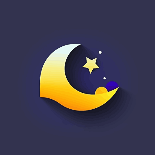 vector logo in shape of half moon, clouds, dreams, yellow, colorful, modern, minimalistic, no text