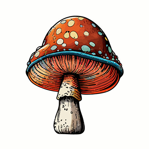 handdrawn mushroom, vector art, morandi colours, isolated white background