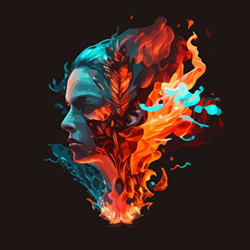 Create vector with with fire water and a wise mind