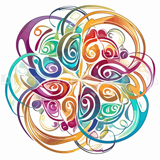 vector logo for spiritual energies flow, stained glass, white background