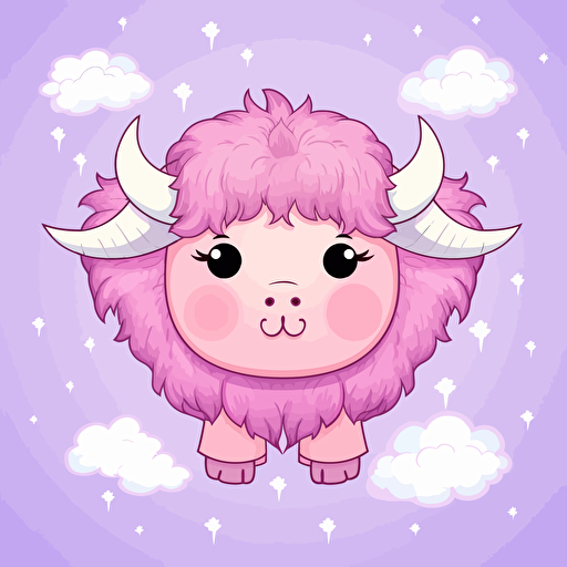 cute buffalo kawaii style, vector clipart