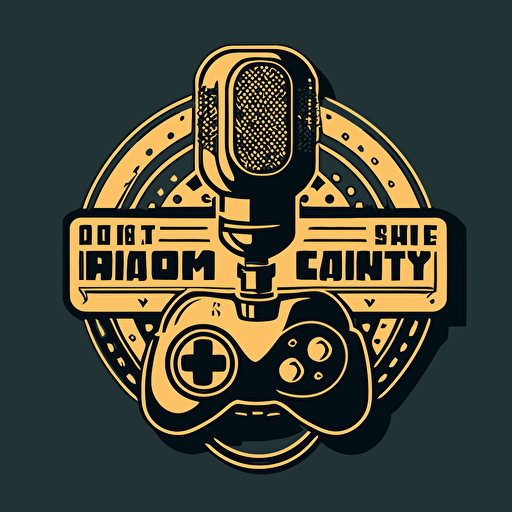 podcast logo, modern, vector, include microphone, and video game joystick