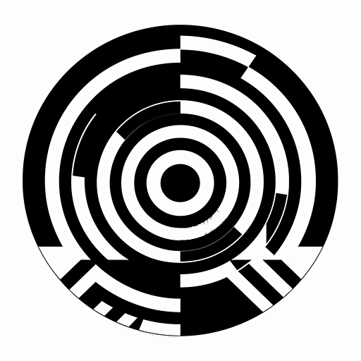a logo in 2D black and white, vector art, flat desing, simple, shall contain a symetrial mathamatic pattern, shall be circular, no text