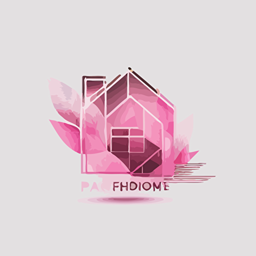 abstract pink design house logo vector with transparent background