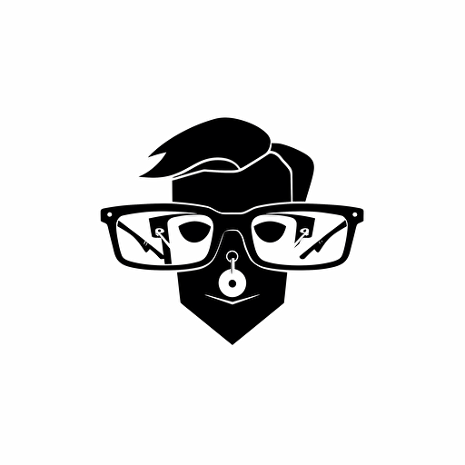 Logo blason, vector, flad 2d, black, white background Minimalist and Elegant Hacker logo blason with pair of optic glasses
