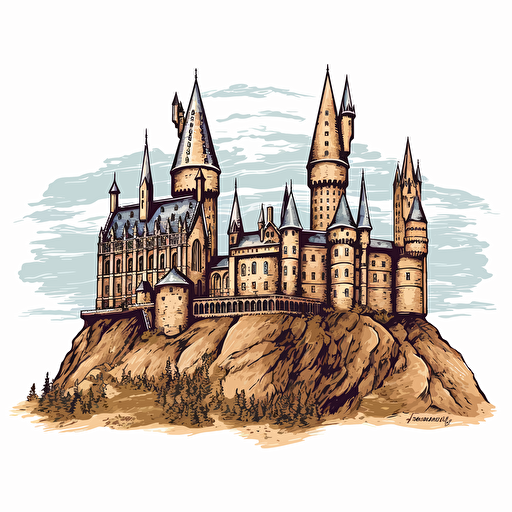 vector drawing of Hogwarts Castle