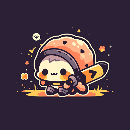 Logo of cute cuyborg firefly with glowing tail. simple, vector