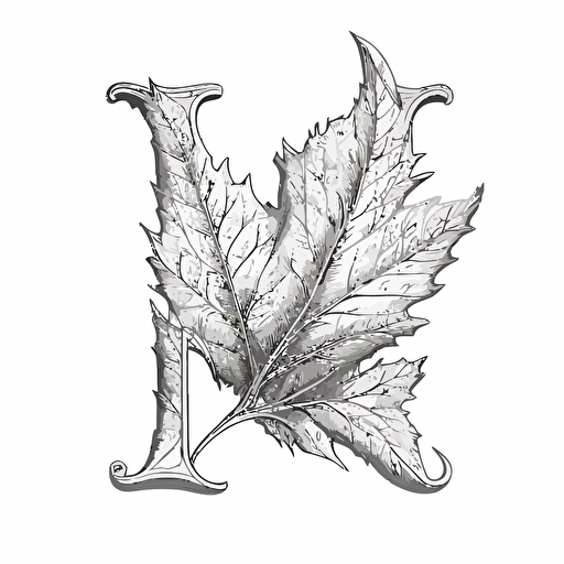 line vector drawing of leaf logo shaped as the letter N capitolized