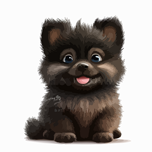 A baby fur Belgian Melinoise, smiling, white background, vector art , pixar style