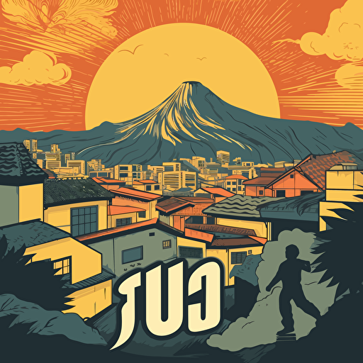 rio de janeiro jiu-jitsu flyer vector art, favela in background