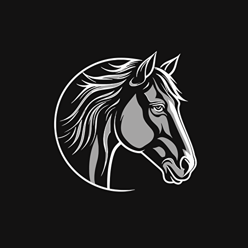 a minimalist horse logo , vector 2d, black and white