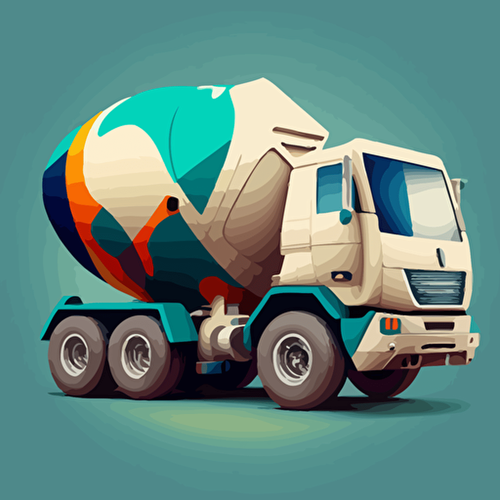 concrete mixer truck, vivd colors, vector