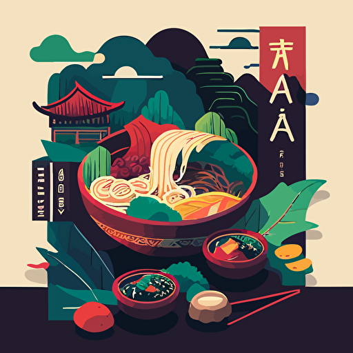 Fun, colorful, taiwanese food, vector illustration