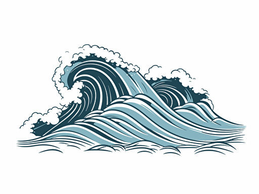 wave surf, linear style, simple, clean, professional design art vector, contour, white background