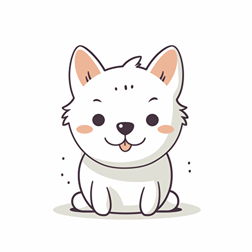 cute dog kawaii style, vector, high resolution, simple, minimalistic, white background