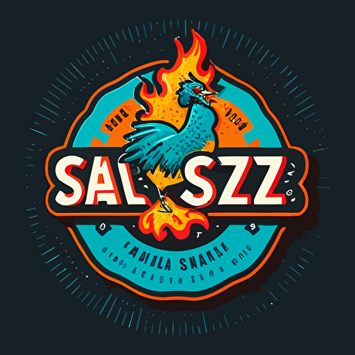 clean logo for a nashville style chicken spot, vector logo , vibrant colors, sprices, flaming hot, name of spot is zaka s 550 v 5