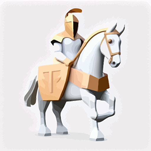 a knight on a chest horse icon, basic shapes, simple, vector, clean white background