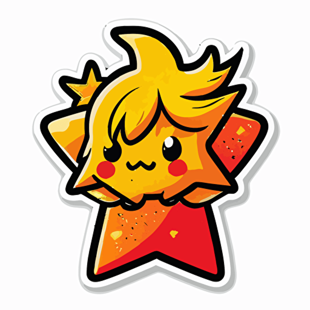 cut sticker of star mascot and heart mascot, flat colors simple vectors