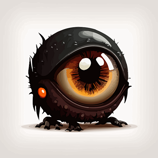eyeball enemy, 2D, sinister, game enemy, vector, simple colors, on white background
